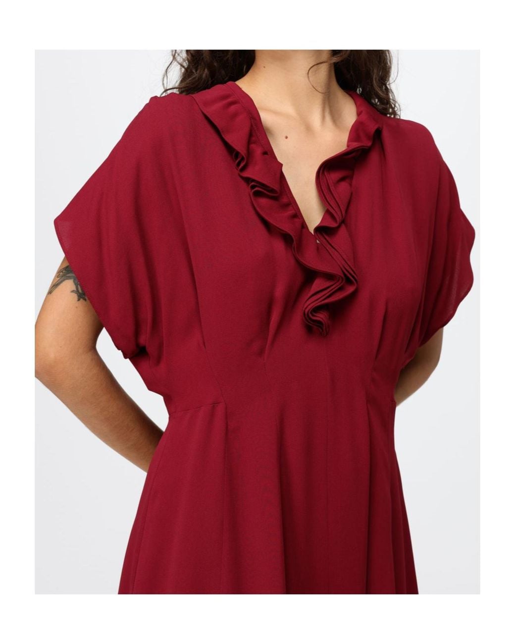 Alberta Ferretti Red V-Neck Viscose Midi Tunic