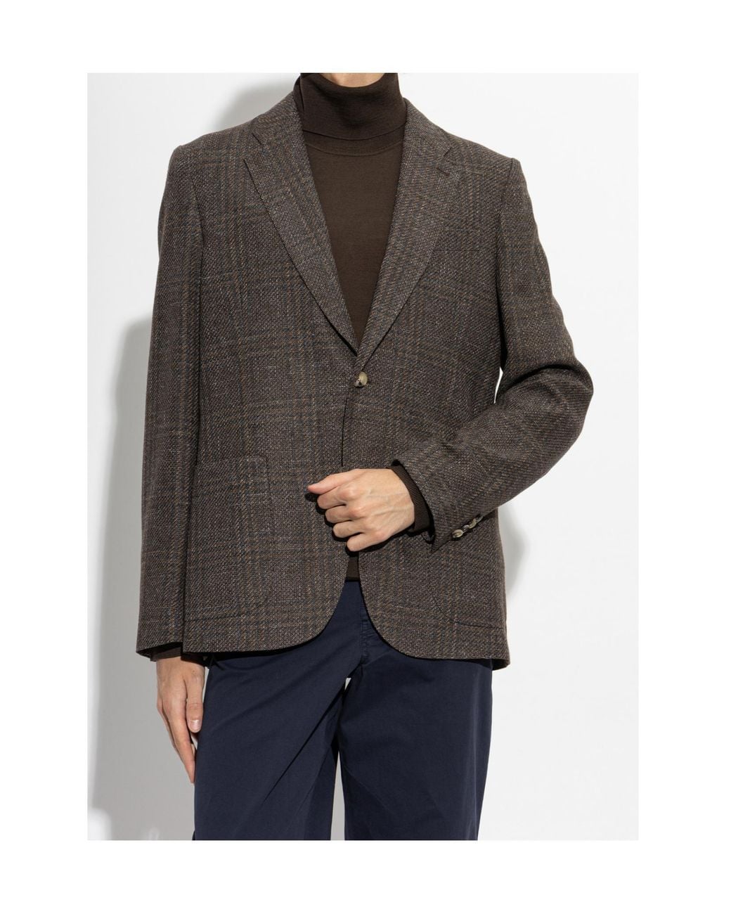 Paul Smith Brown Checked Single-Breasted Blazer for men