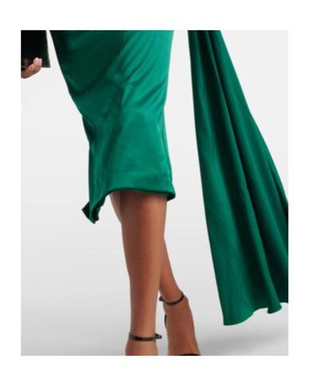 Alex Perry Green Draped Satin Crepe Midi Dress