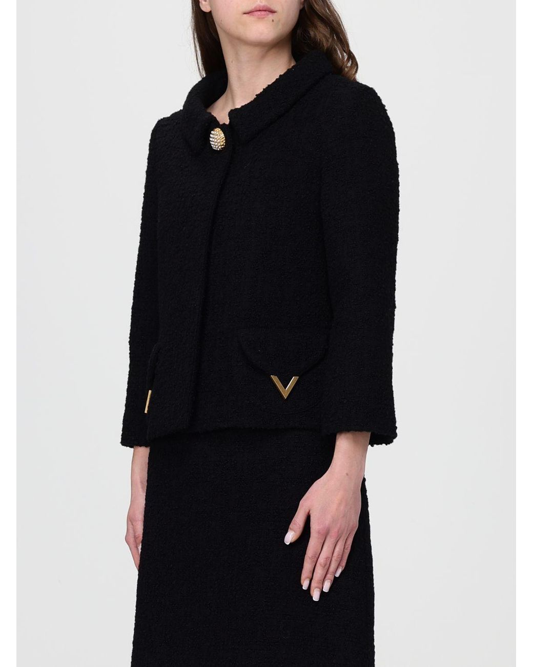 Valentino Black Curly Wool Jacket