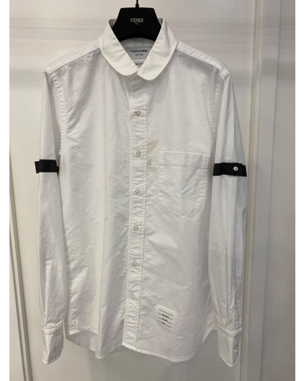 Thom Browne White Long-Sleeved Buttoned Shirt for men