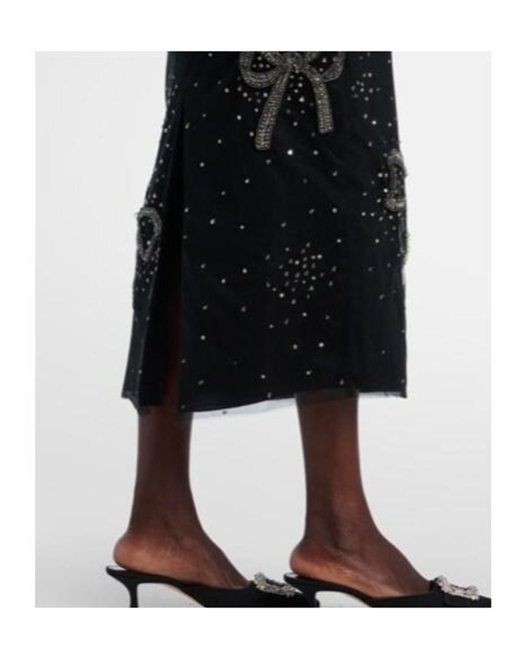 Carolina Herrera Black Embellished Sheer Midi Skirt