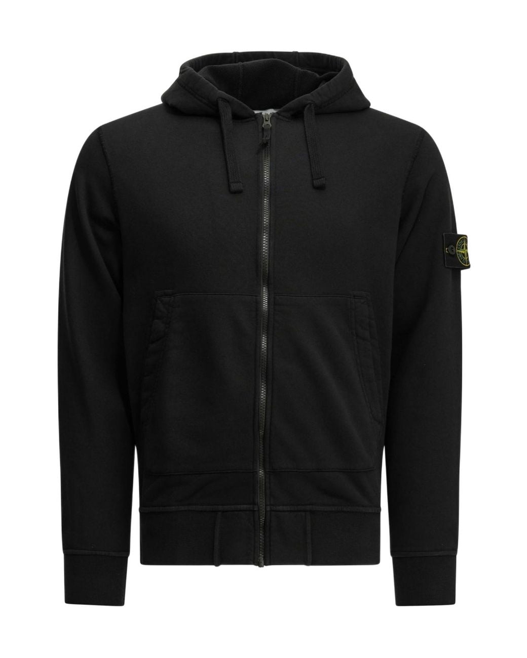 Stone Island Black Logo Zip Up Sweatshirt for men