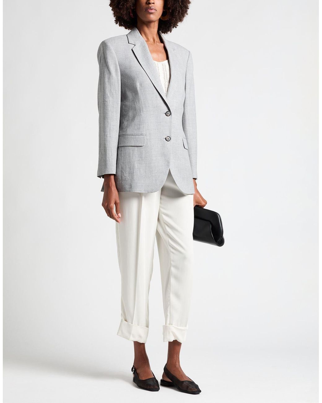 Brunello Cucinelli Gray Minimalist Single-Breasted Blazer