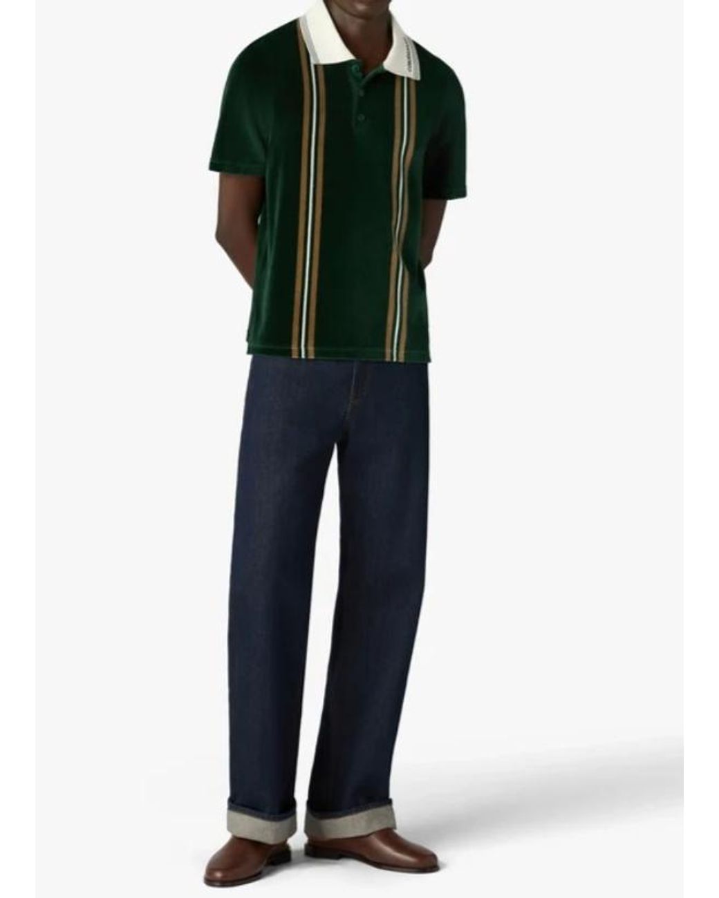 Casablanca Black Vertical Stripe Polo Shirt for men