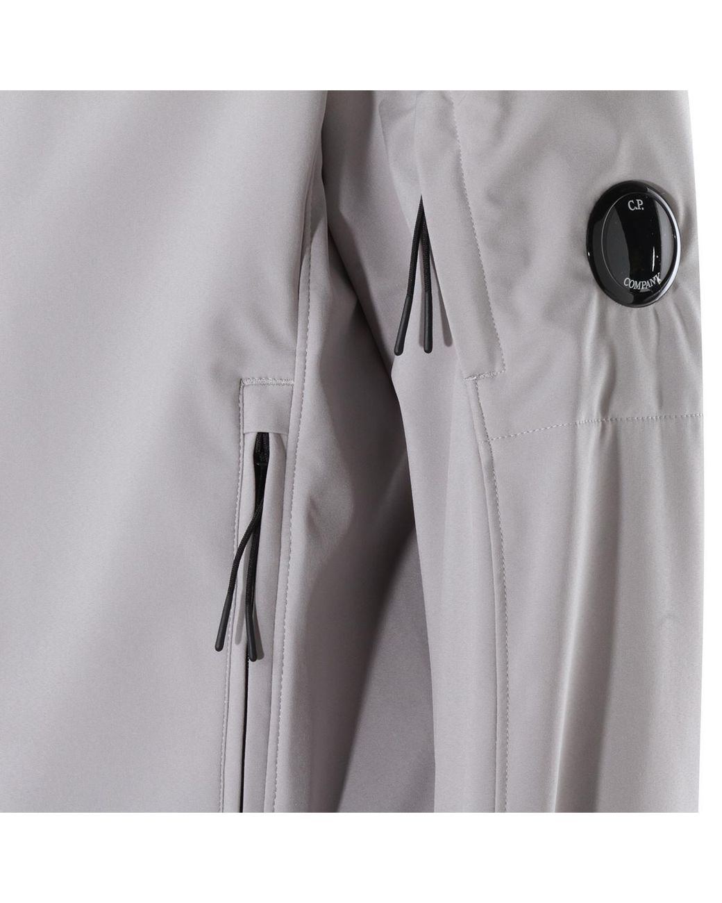 C P Company Gray Logo Plaque Hooded Jacket for men