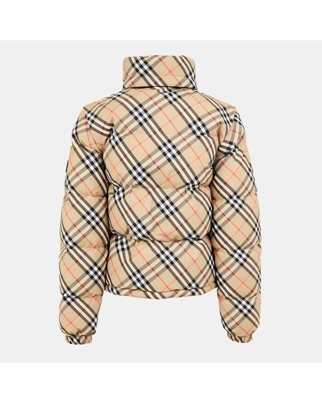 Burberry Metallic Check Insulated Cropped Short Puffer Jacket