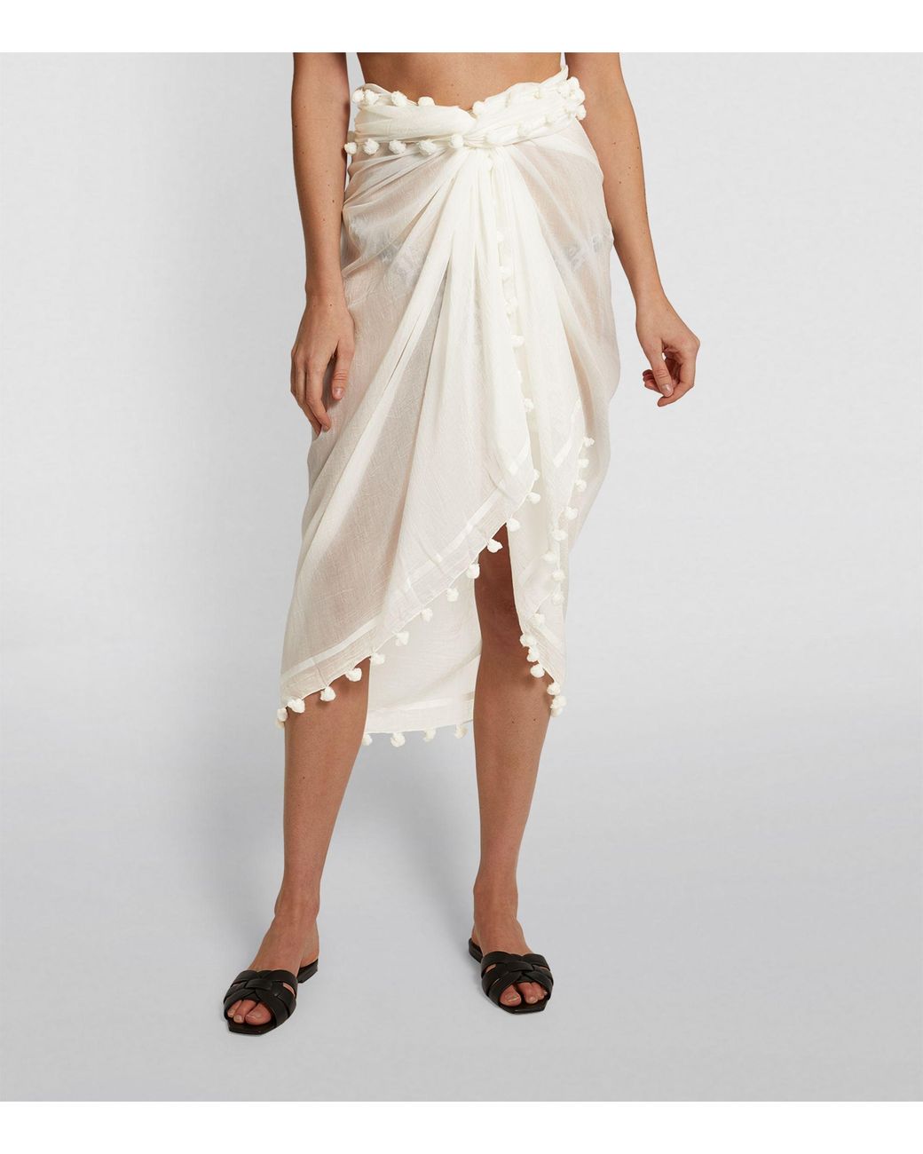 Melissa Odabash White Pareo Tassel Scarf