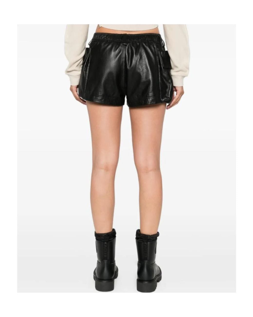 R13 Black Leather Cargo Shorts
