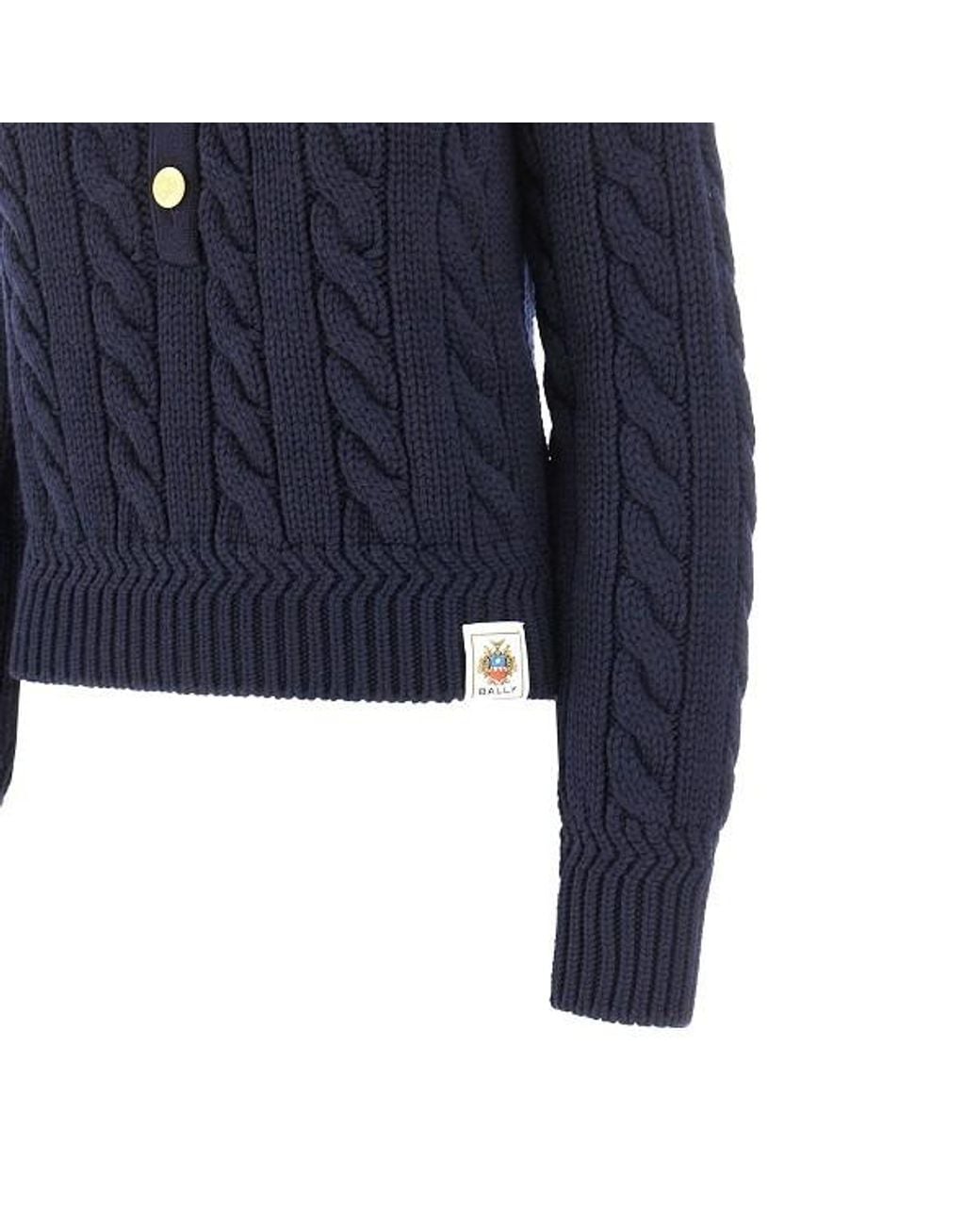 Bally Blue Logo Patch Buttoned Jumper