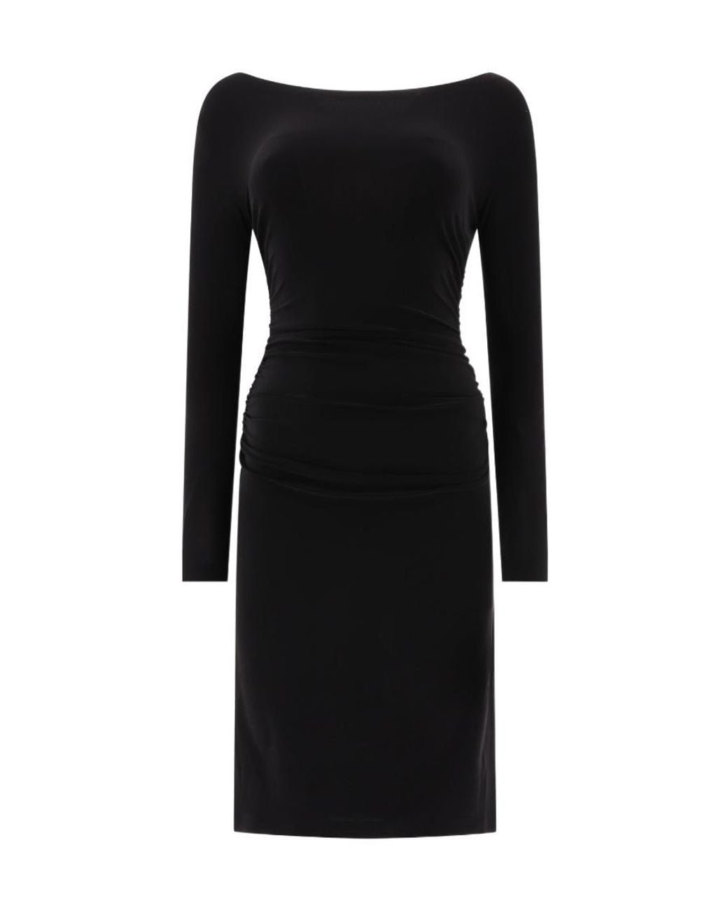 Norma Kamali Black Long Sleeved Boat-Neck Dress