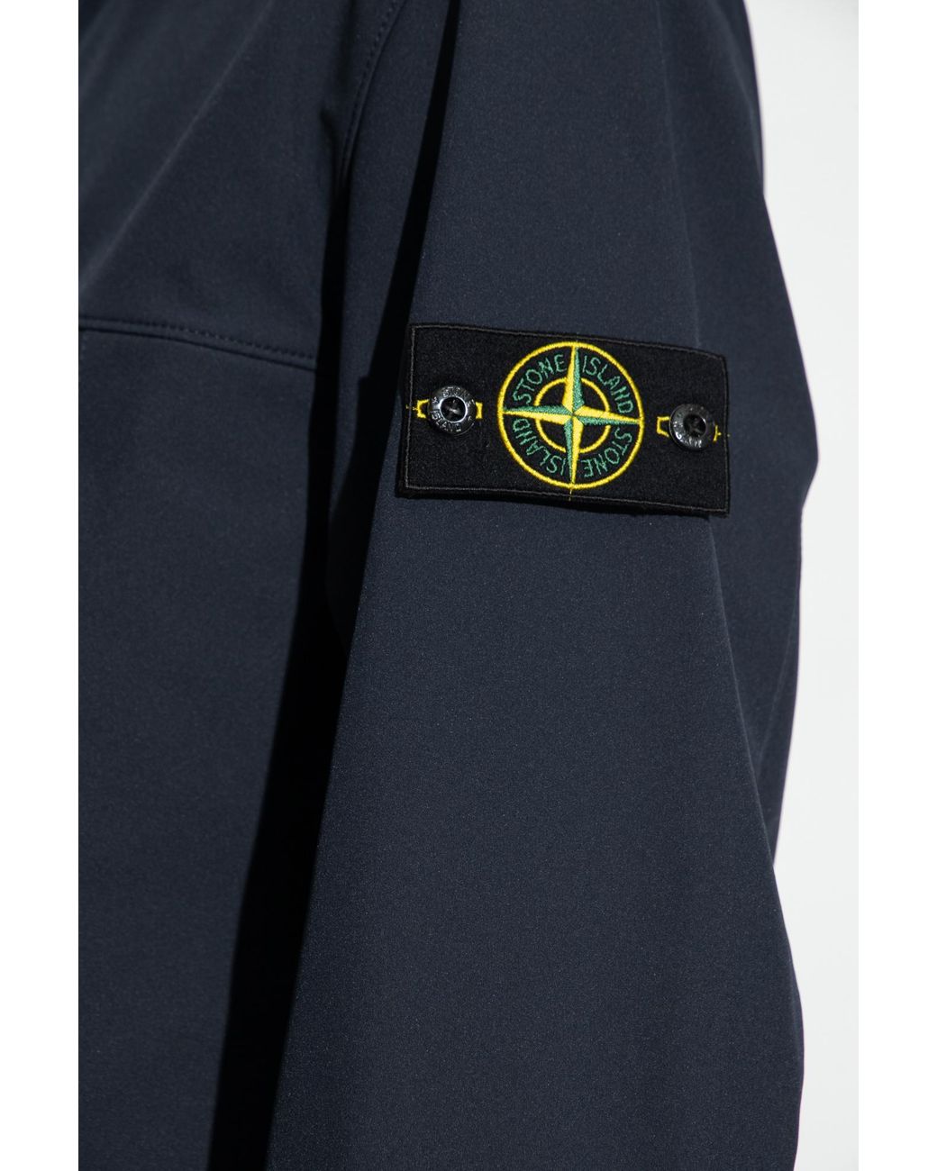 Stone Island Blue Button-Up Hooded Jacket for men