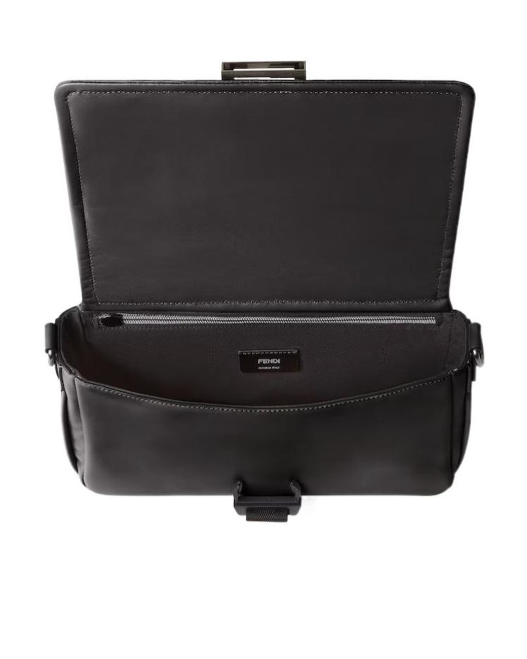 Fendi Black Flux Buckle Messenger Bag for men
