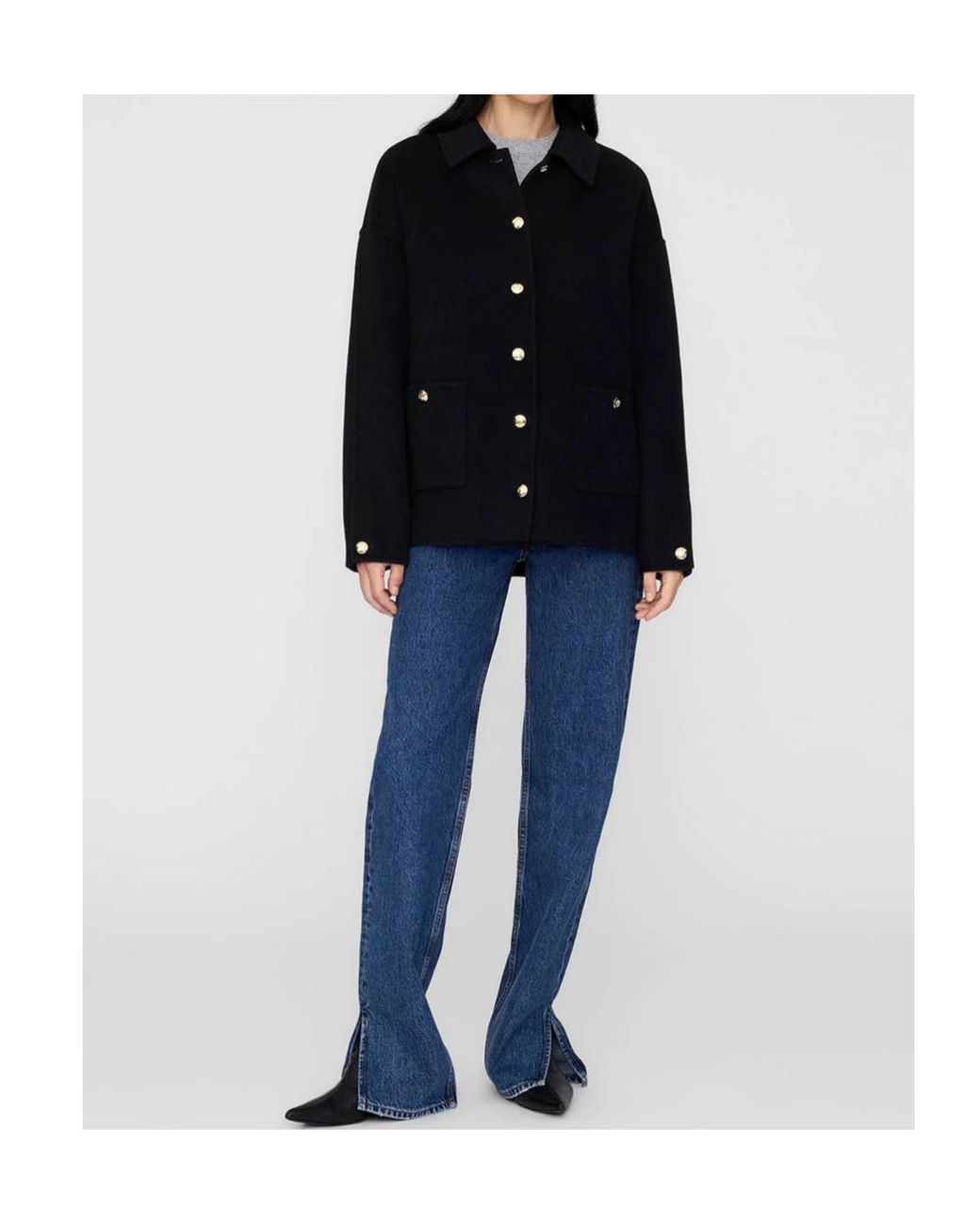 Anine Bing Black Cashmere Single-Breasted Casual Jacket