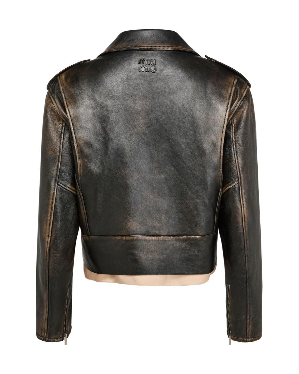 Miu Miu Black Long-Sleeve Leather Jacket