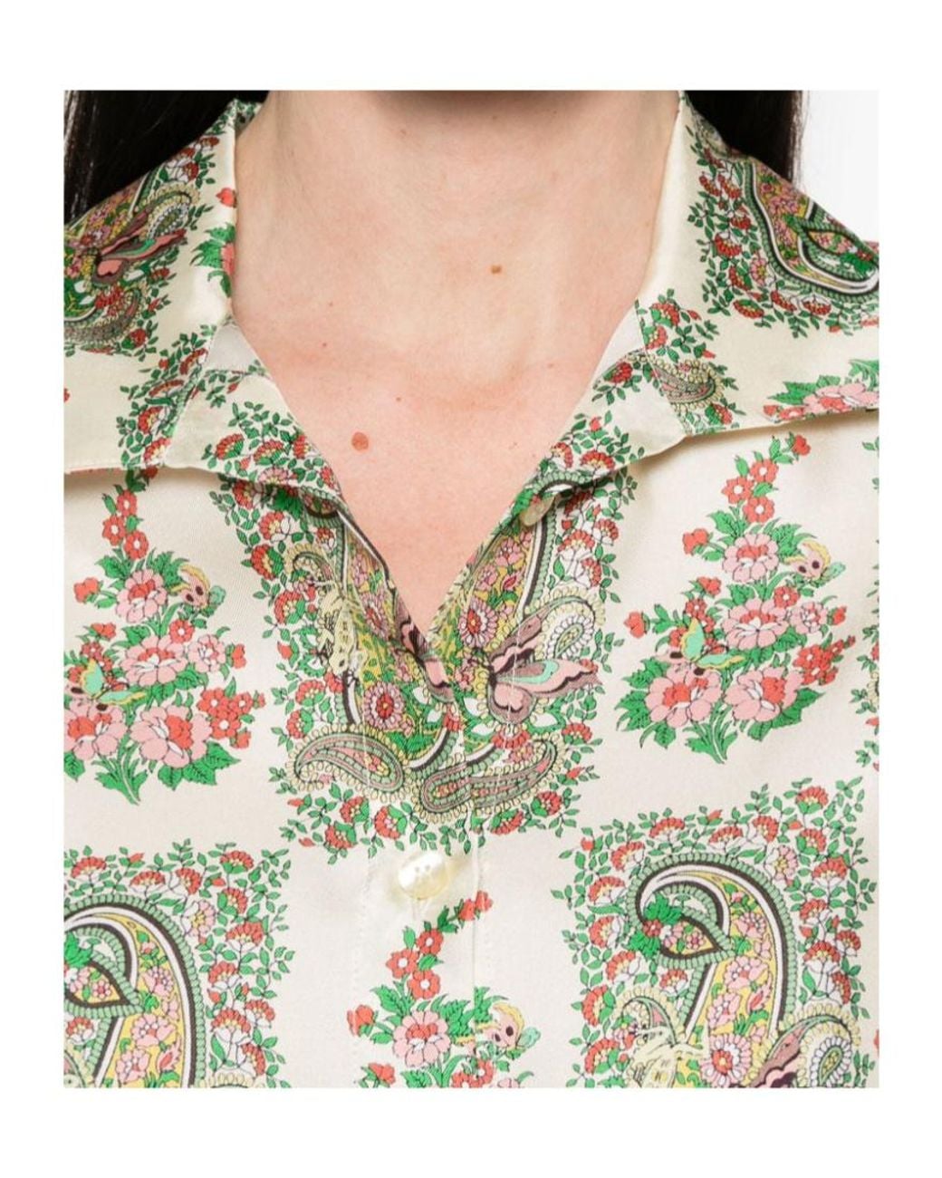 Etro Metallic Floral-Printed Short Sleeved Shirt