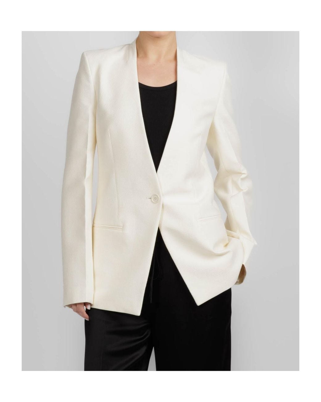 Totême White Collarless Blazer