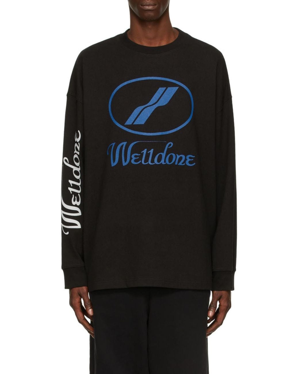 we11done Black Oversized Logo Sweatshirt for men