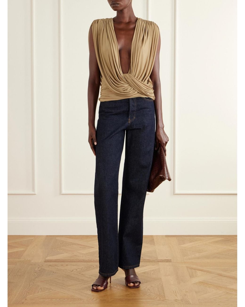 Christopher Esber Metallic Ruffled Draped Top
