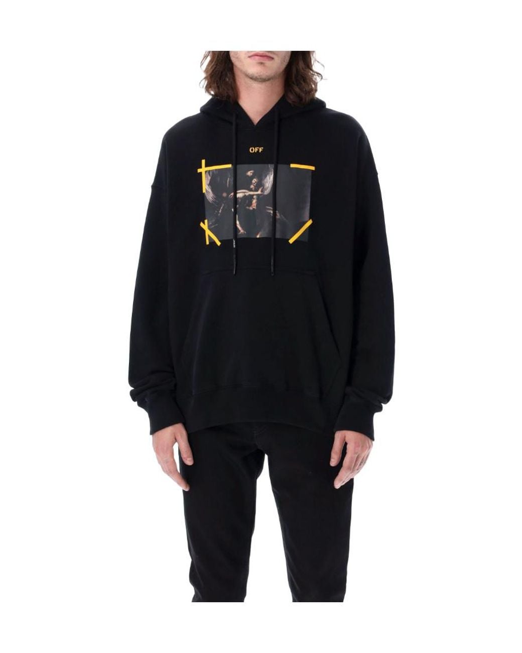 Off-White c/o Virgil Abloh Blue Arrows Caravaggio Print Hoodie for men