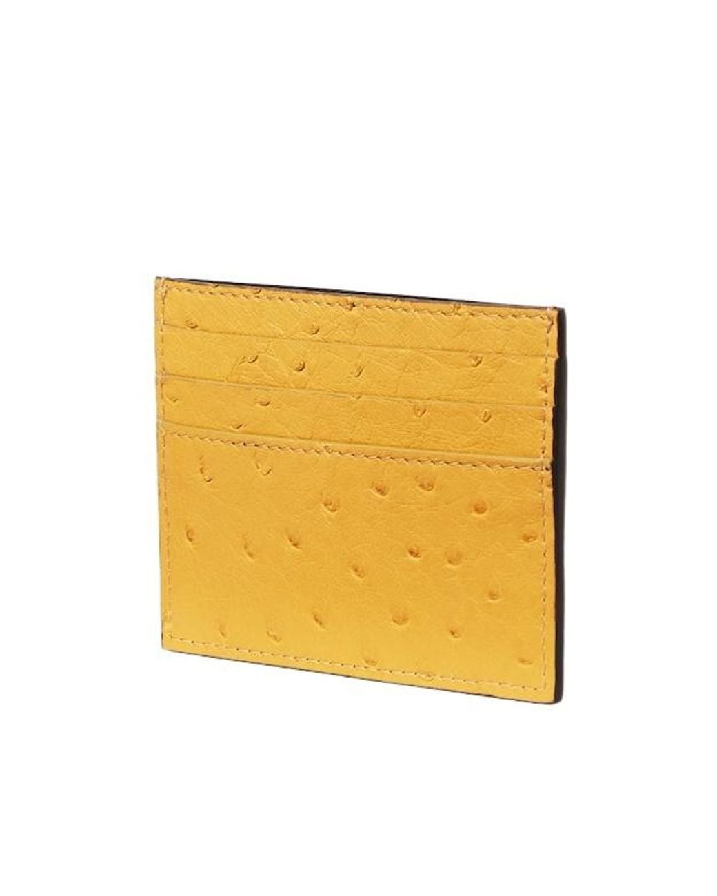 Fendi Yellow Ostrich Card Holder for men