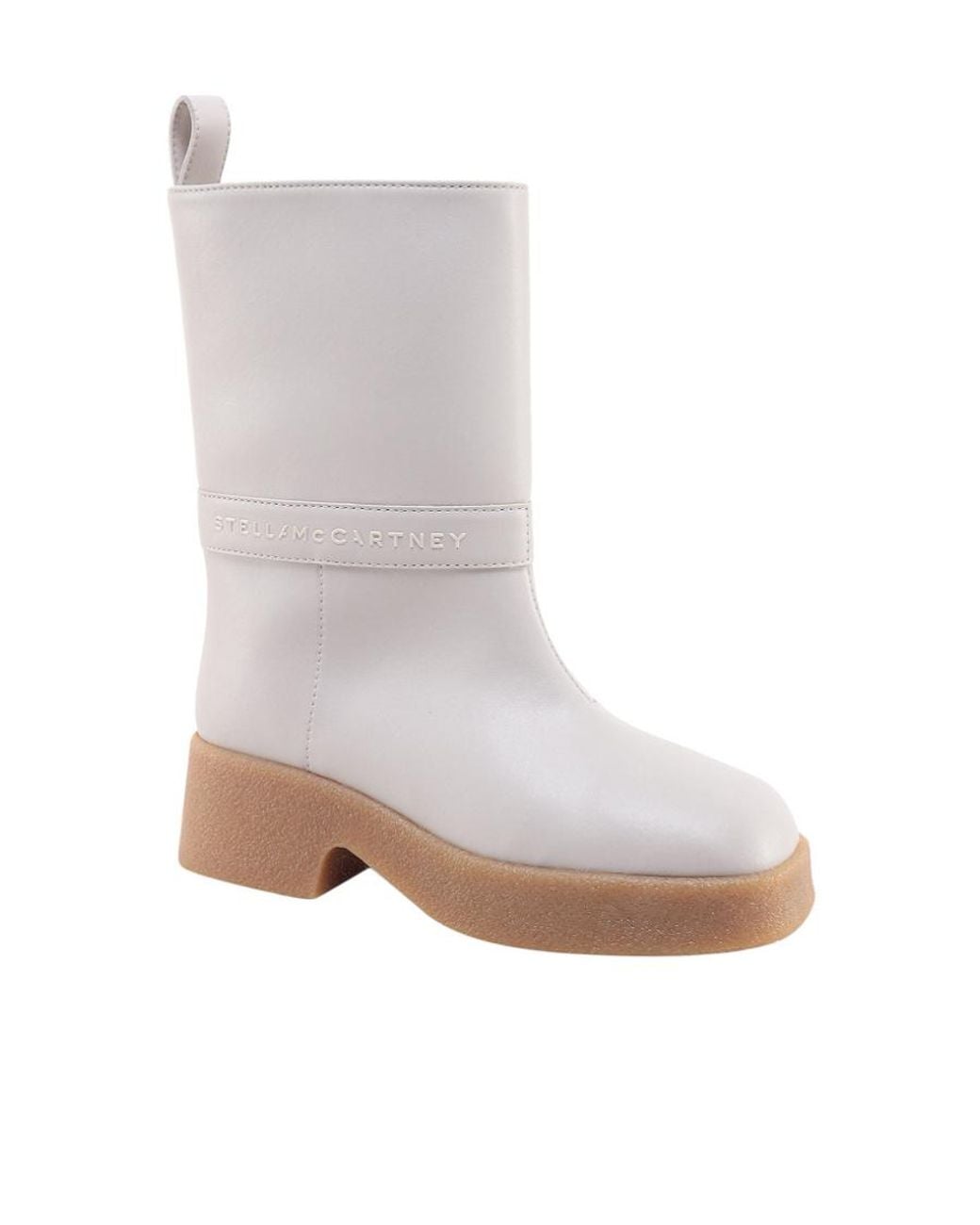 Stella McCartney White Logo Lettering Pull-On Ankle Boots