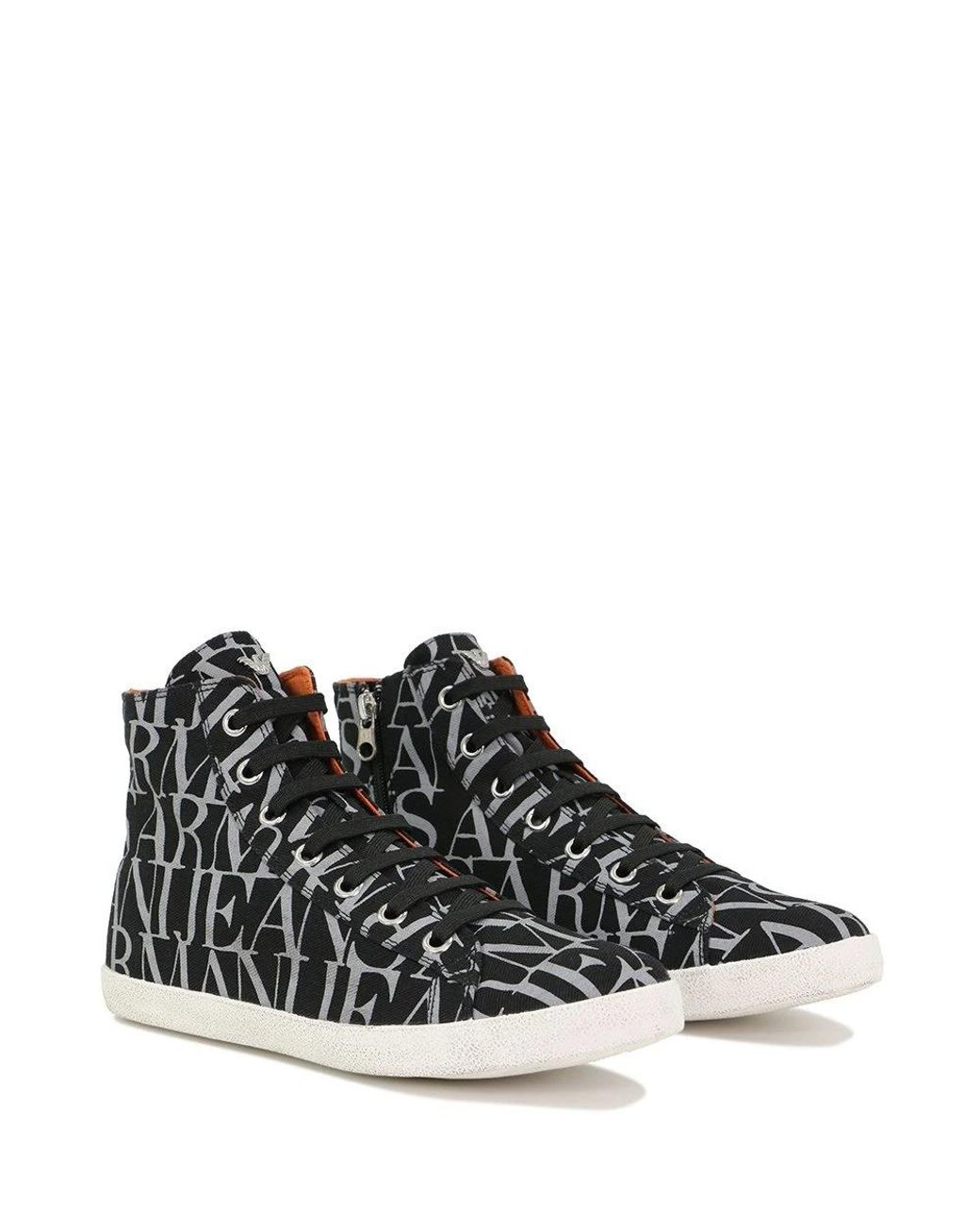Armani Jeans Black High-Top Round-Headed Leisure Sports Shoes for men
