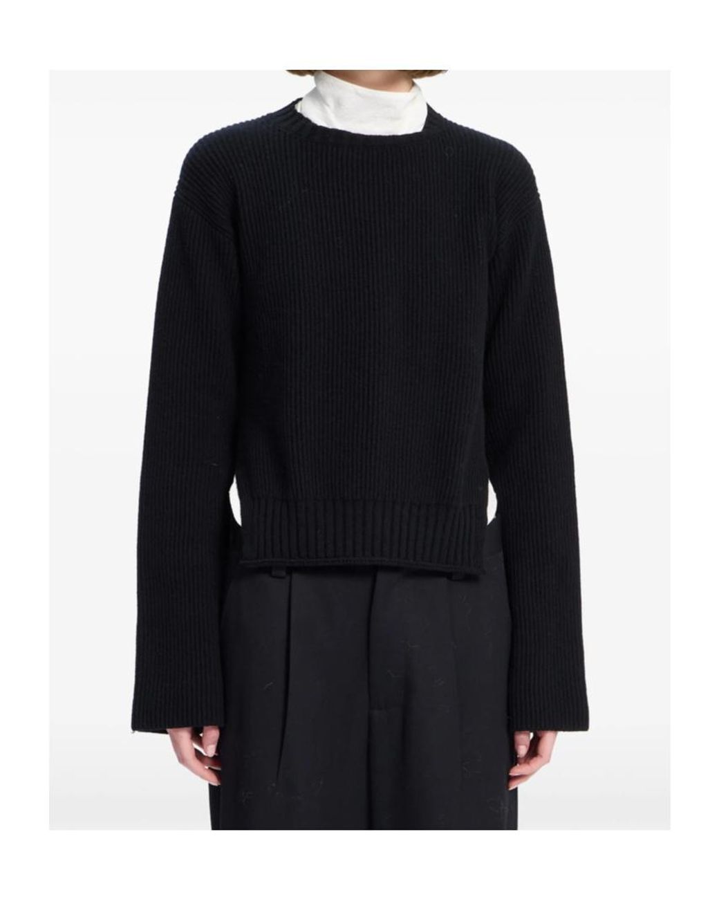 Ann Demeulemeester Black Cashmere Ribbed-Knit Sweater