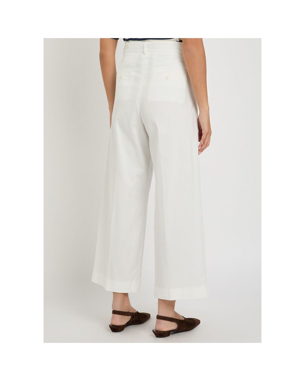 Weekend by Maxmara White Cotton Relaxed-Fit Wide-Leg Trousers