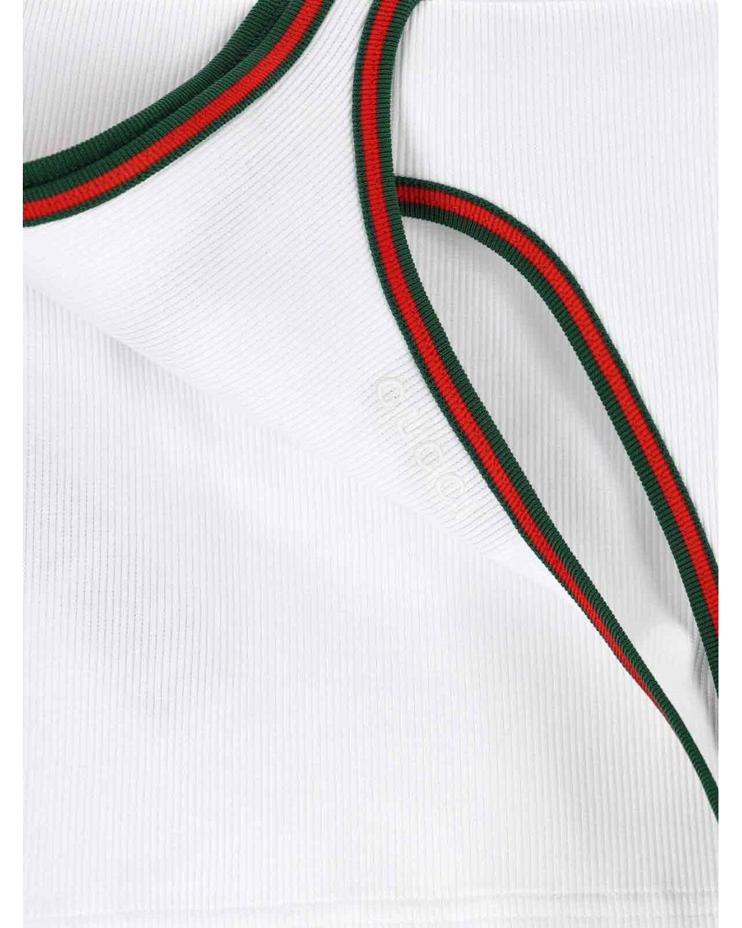 Gucci White Web Detail Cotton Tank Top