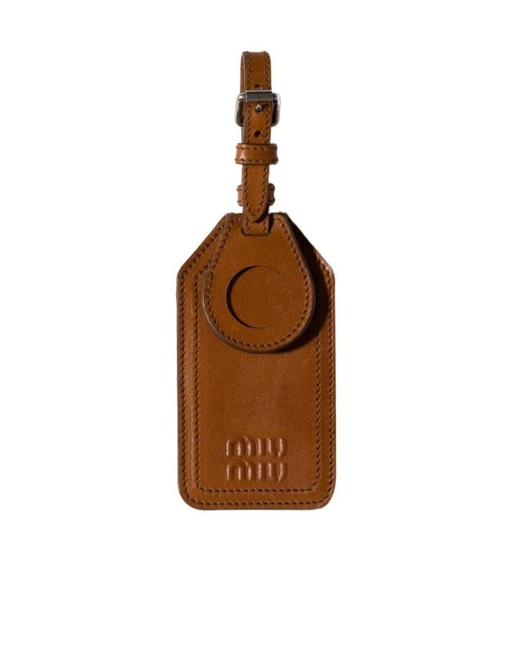 Miu Miu Brown Leather Name Tag Trick