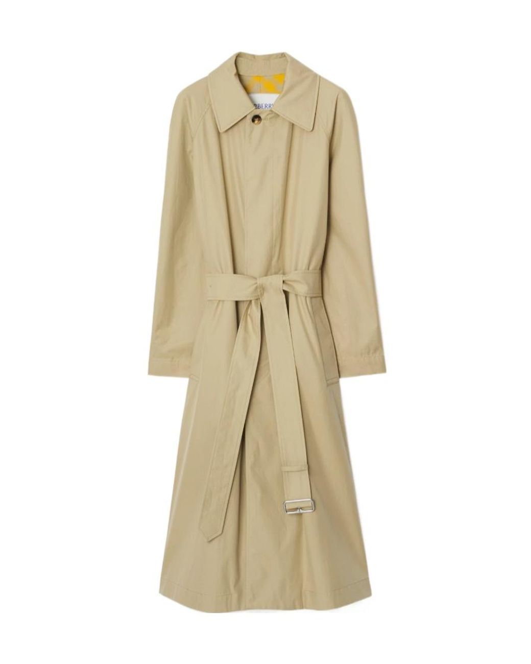 Burberry Yellow Checked Belted-Waist Reversible Trench Coat