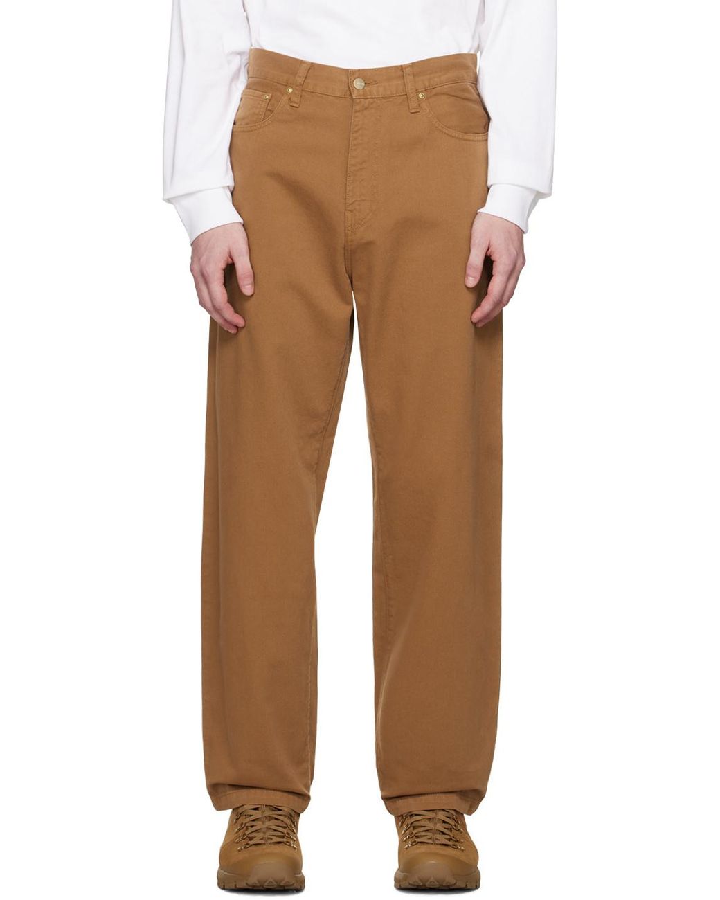 Carhartt Brown Straight-Leg Cotton Trousers for men
