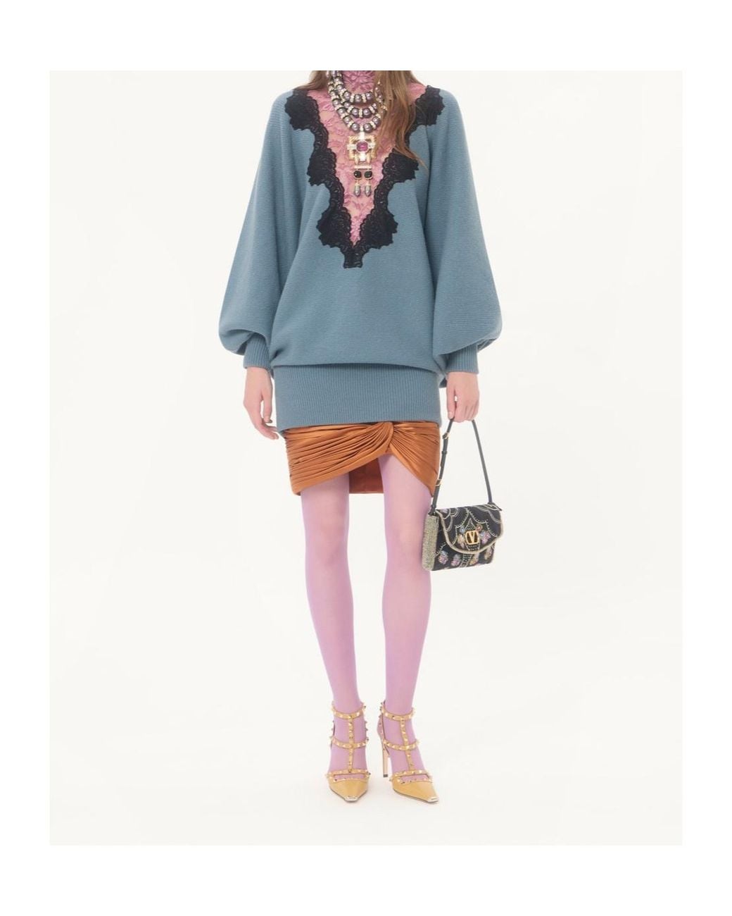 Valentino Orange Pleated Skirt