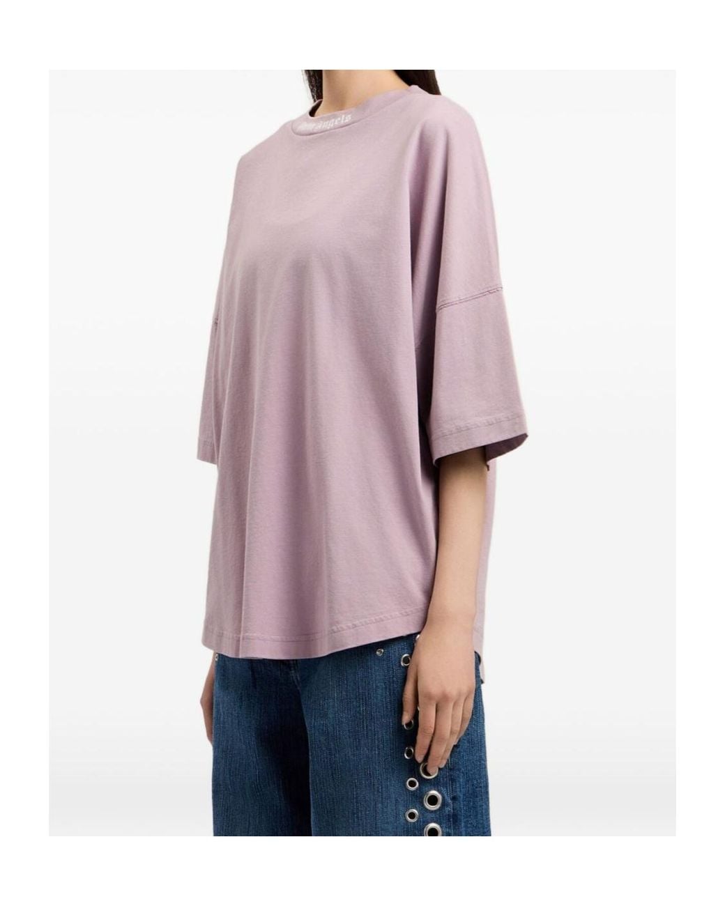 Palm Angels Pink Dripping Curved Logo Oversize T-Shirt