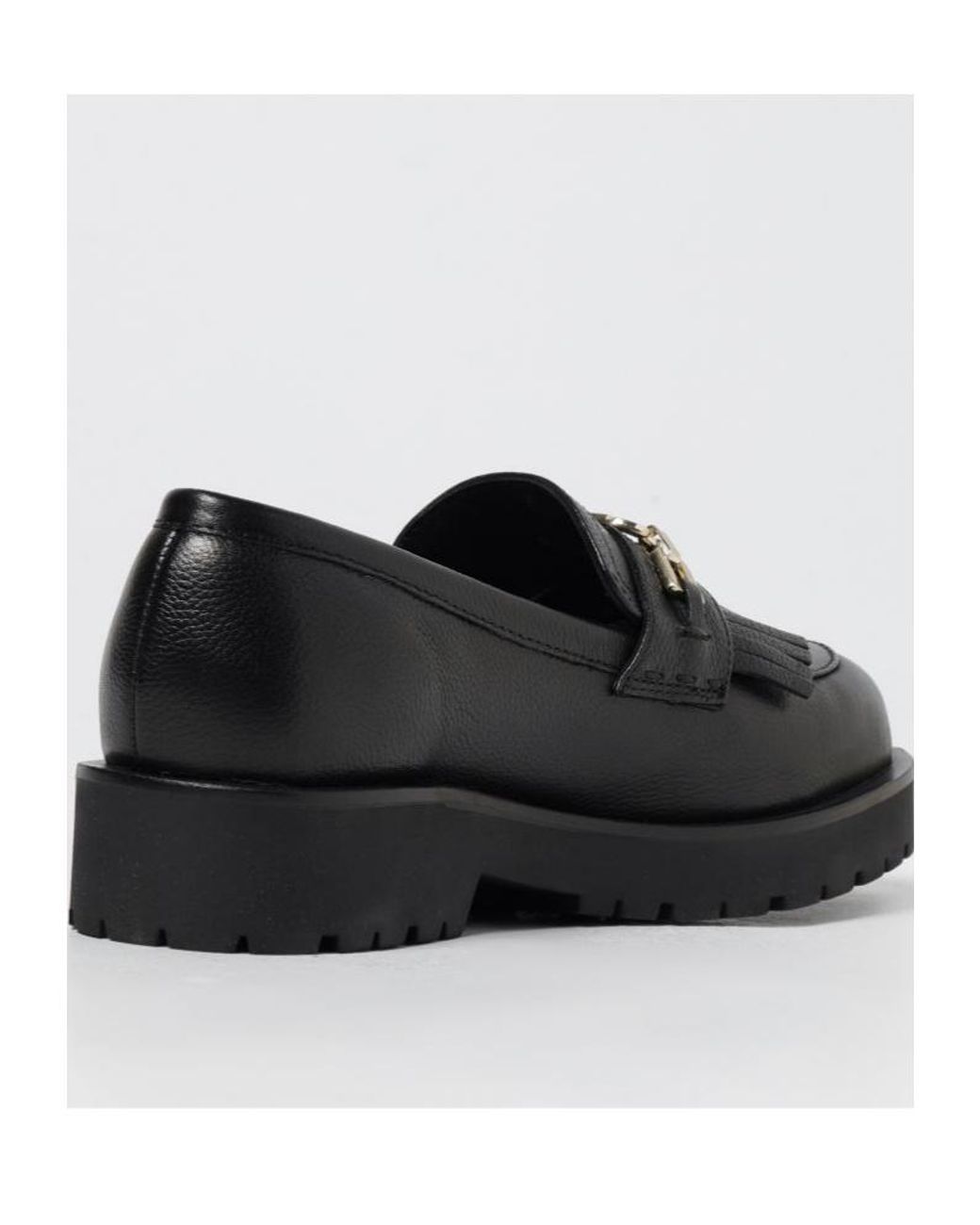 Twinset Black Logo-Chain Slip-On Tassel Loafers
