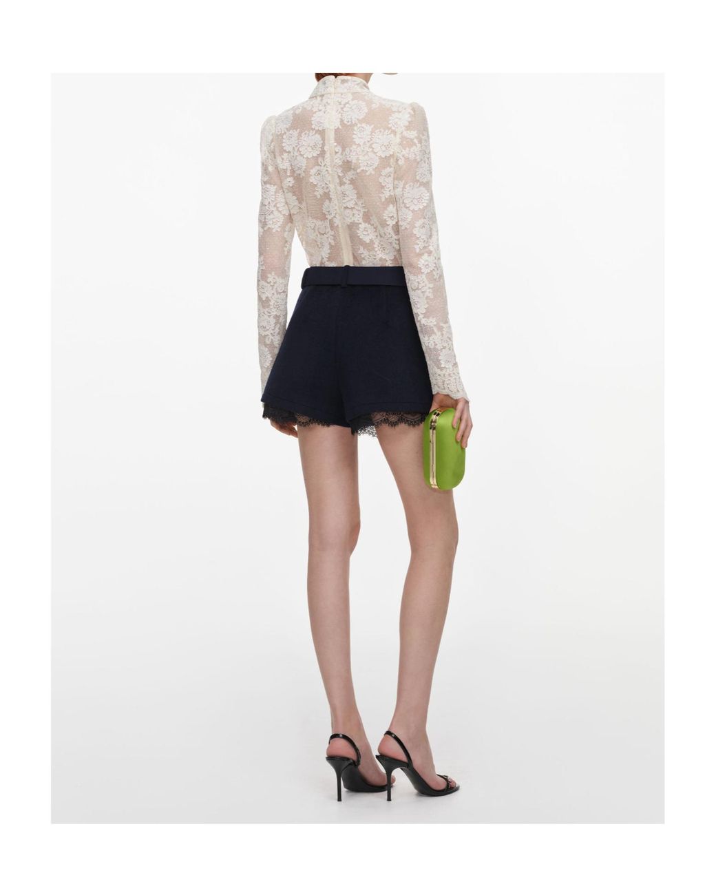 Self-Portrait White Sequinned Lace Top