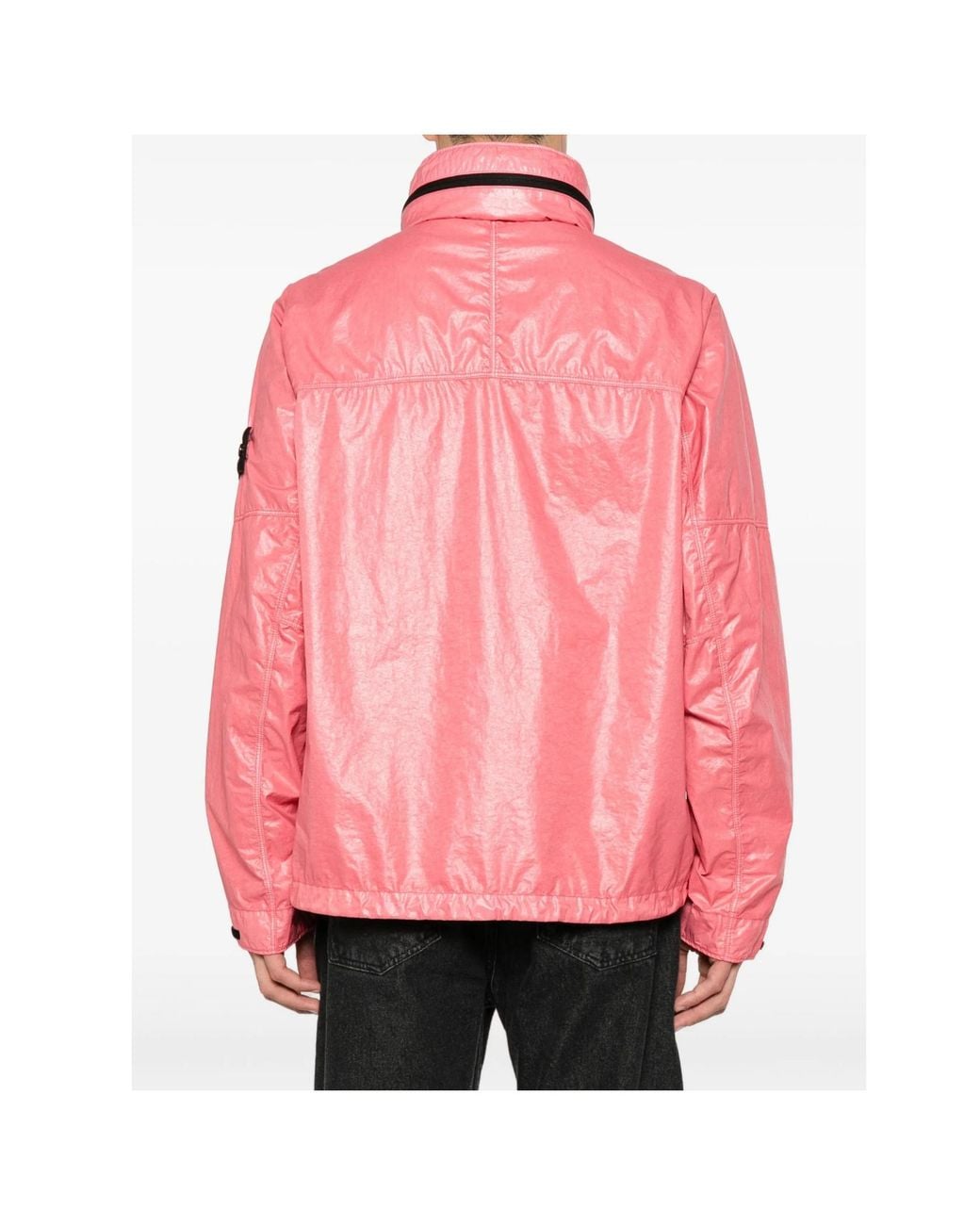 Stone Island Pink Logo-Patch Metallic Finish Jacket for men