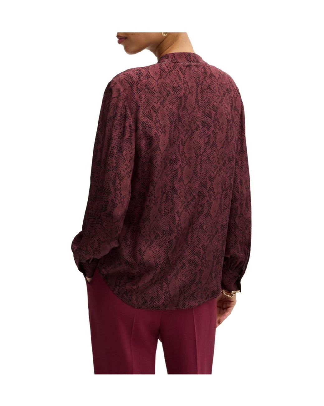 Boss Red Standcollar Halfplacket Snakeprint Top