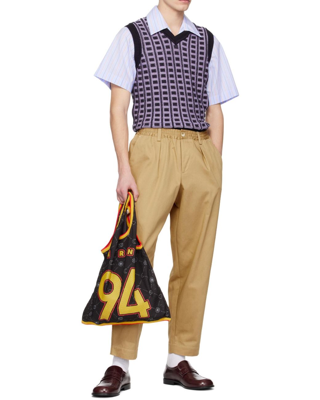 Marni Blue Knitted Cotton Vest for men