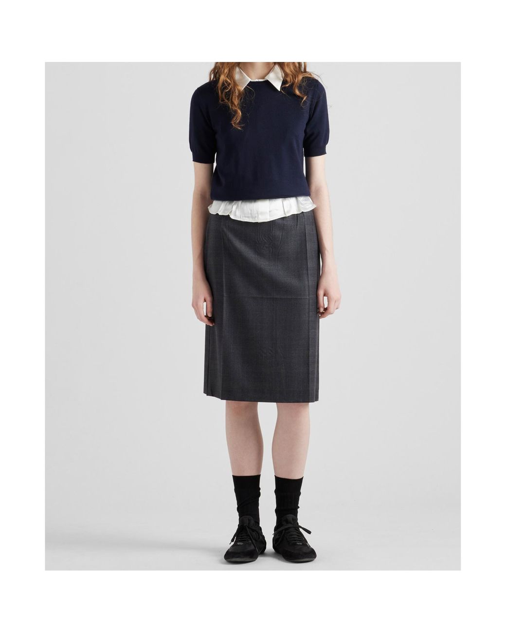 Prada Wool Skirt in Gray | Lyst