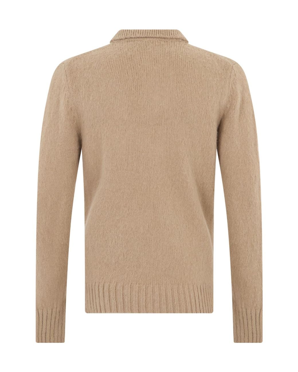 Aspesi Natural Long-Sleeved Polo Collar Sweater for men