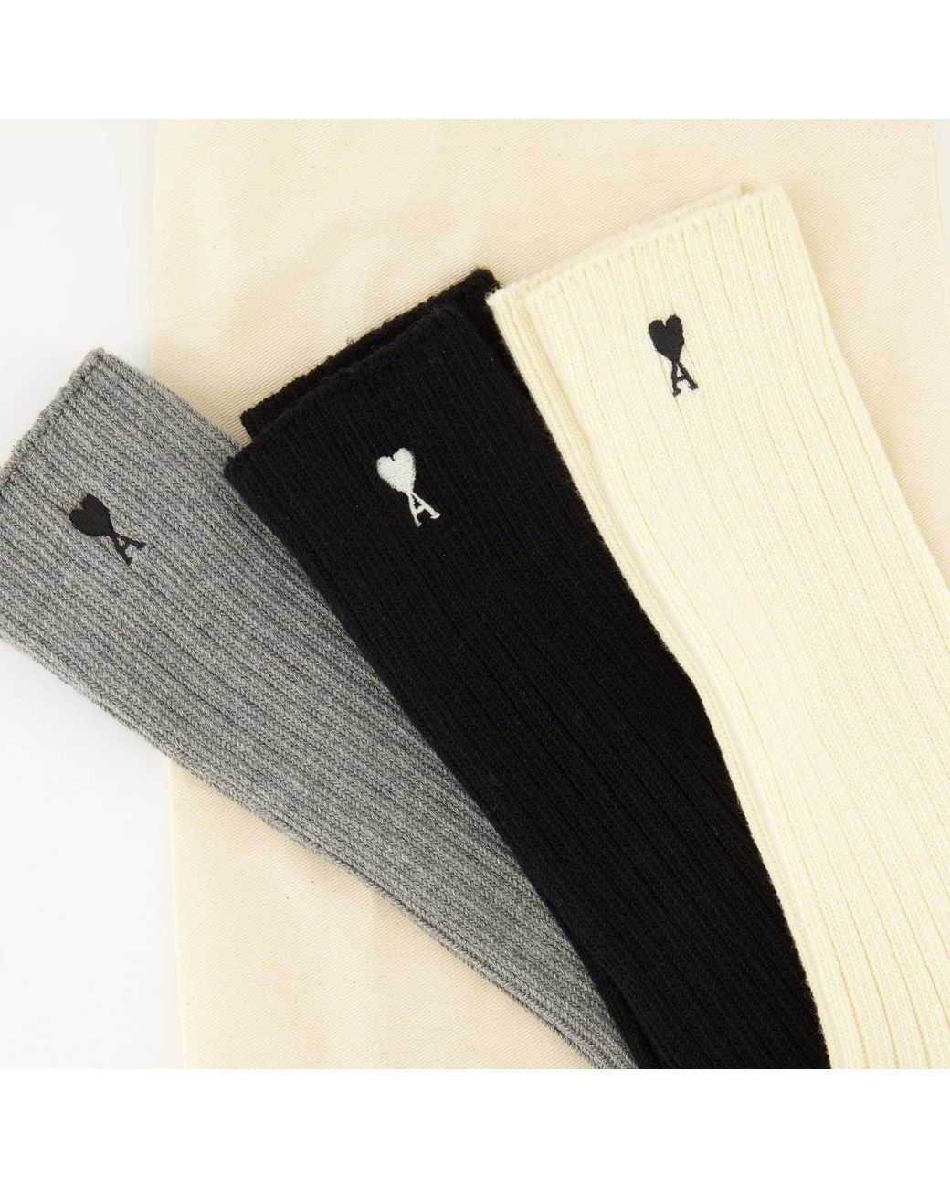 AMI Black Ami Ami De Coeur Set Of Three Socks for men