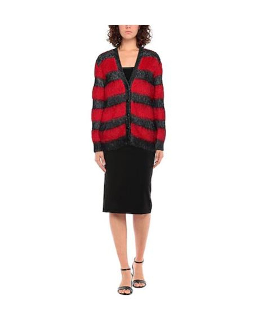 Saint Laurent Red Striped Knit Suede Jacket