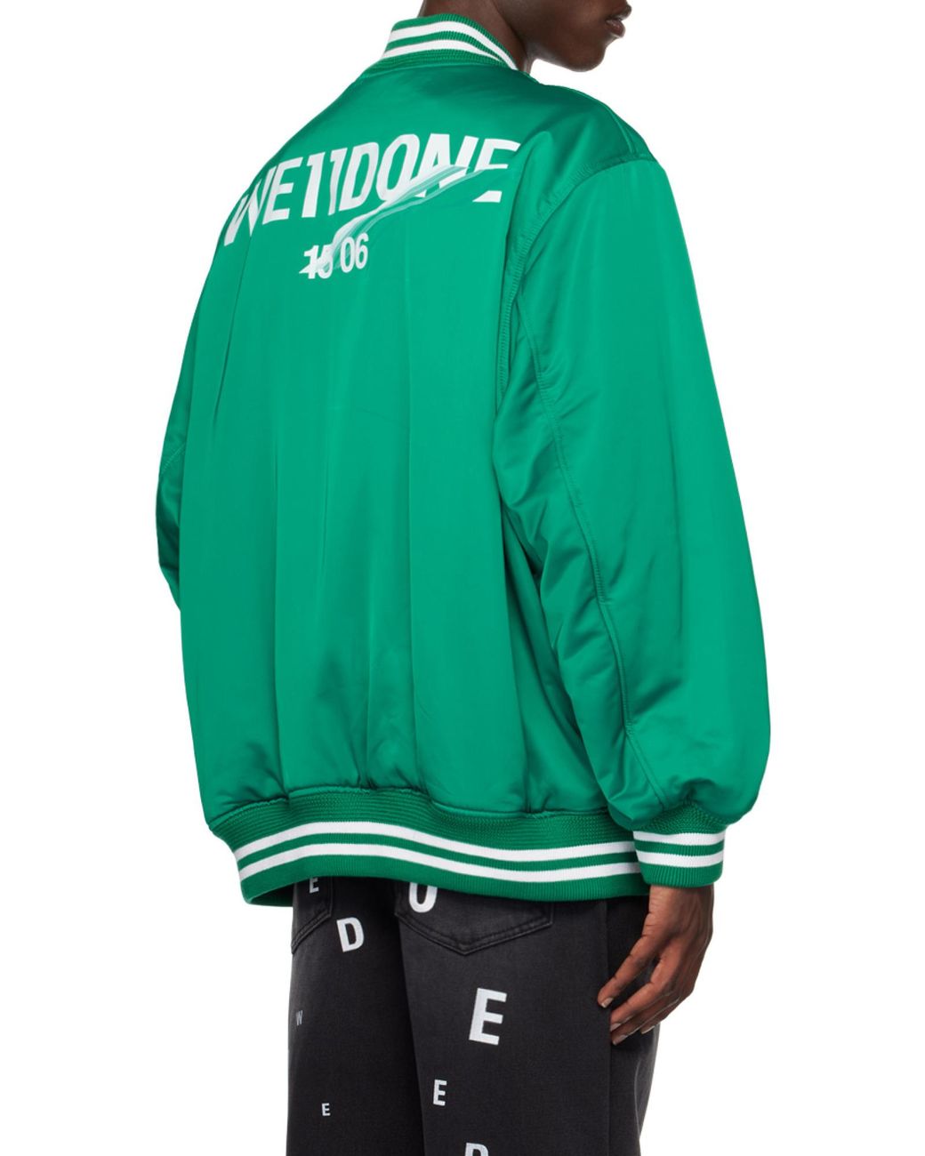 we11done Green Logo-Print Bomber Jacket for men