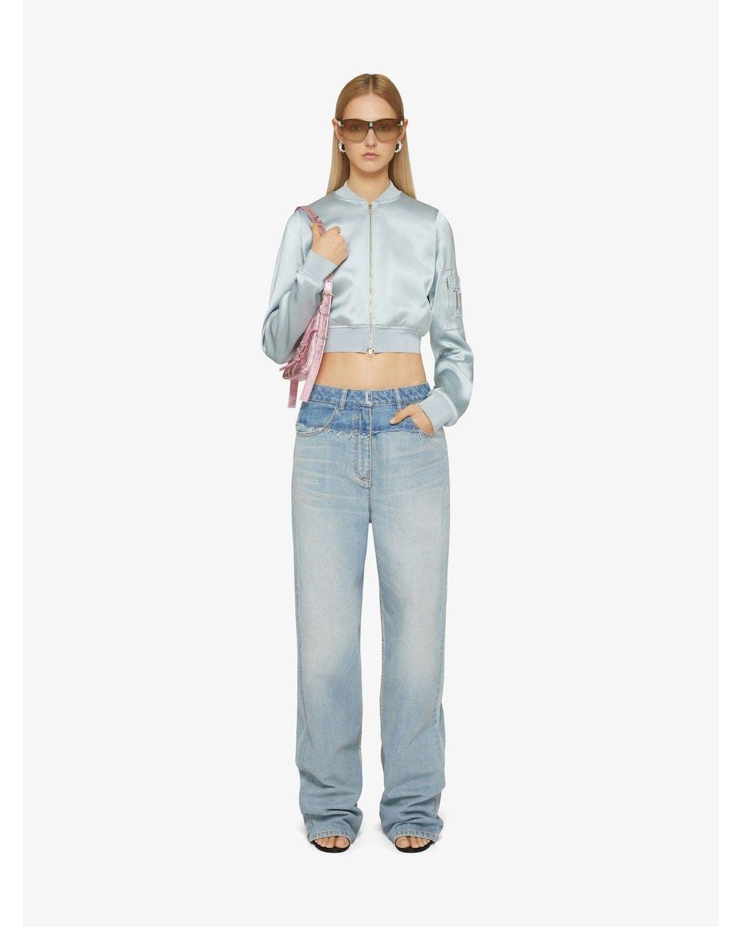 Givenchy Blue Frayed Edge Wide-Leg Jeans