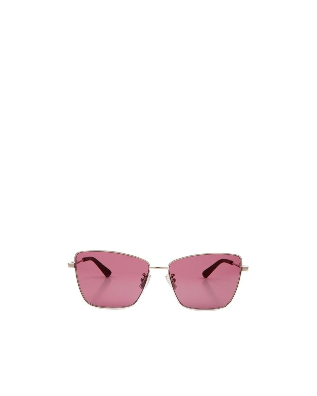 Bottega Veneta Pink Delicate Metal Cat's Eye Semi-Frame Sunglasses