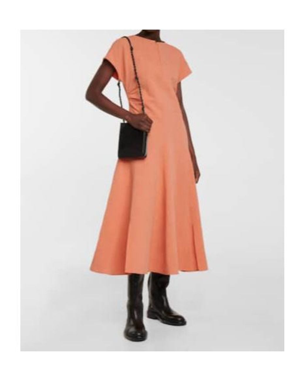 Jil Sander Orange Cotton And Linen Midi Dress