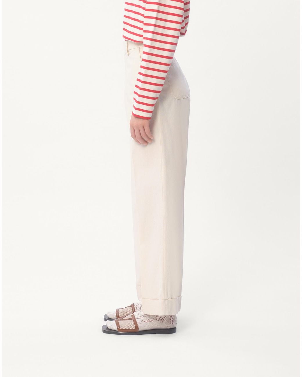 Valentino White Pleat Detailed Wide Leg Pants for men
