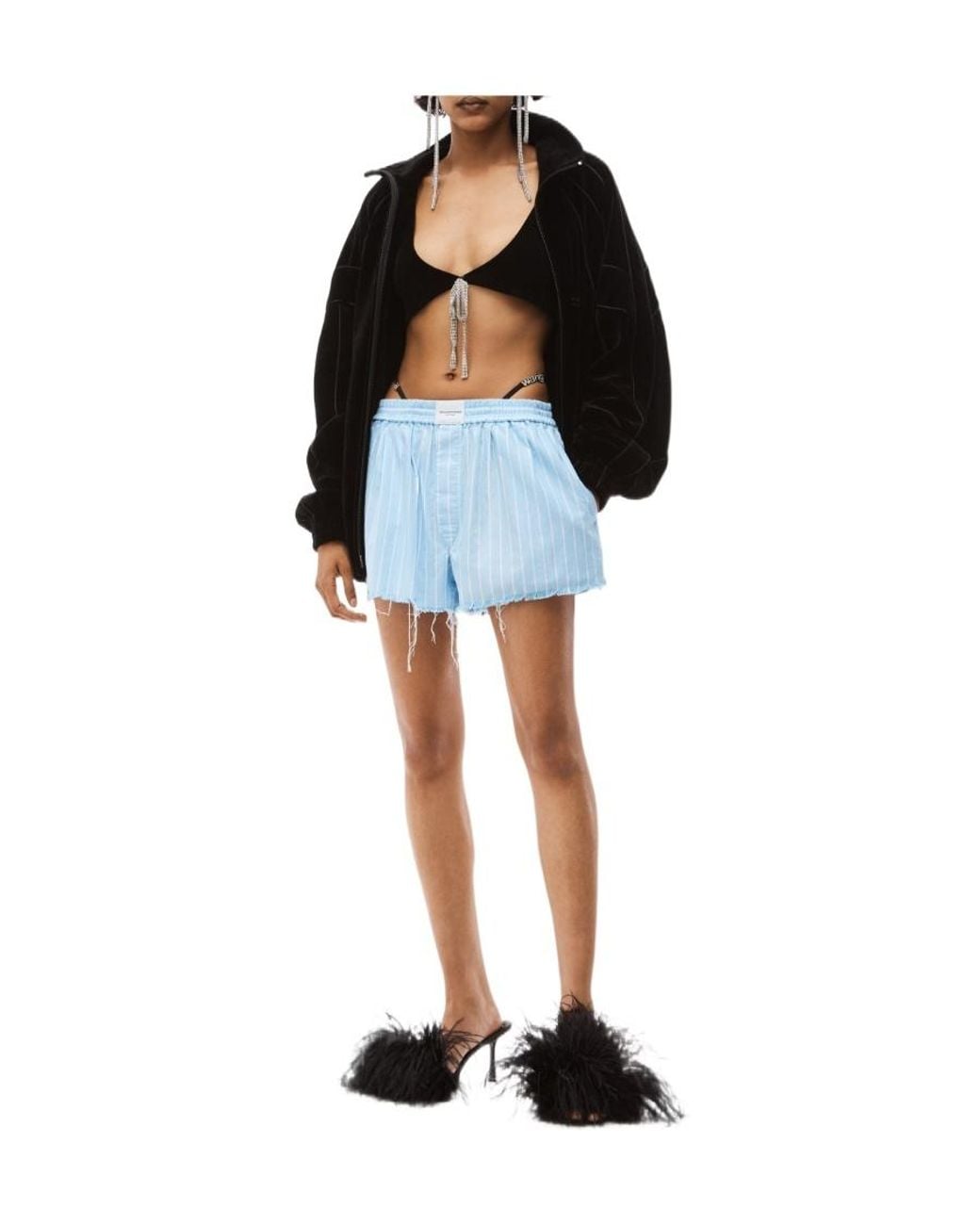 Alexander Wang Blue Raw-Hem Boxer Shorts